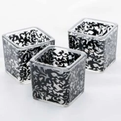 Richland Votive Holder Square Black Lace Set Of 12