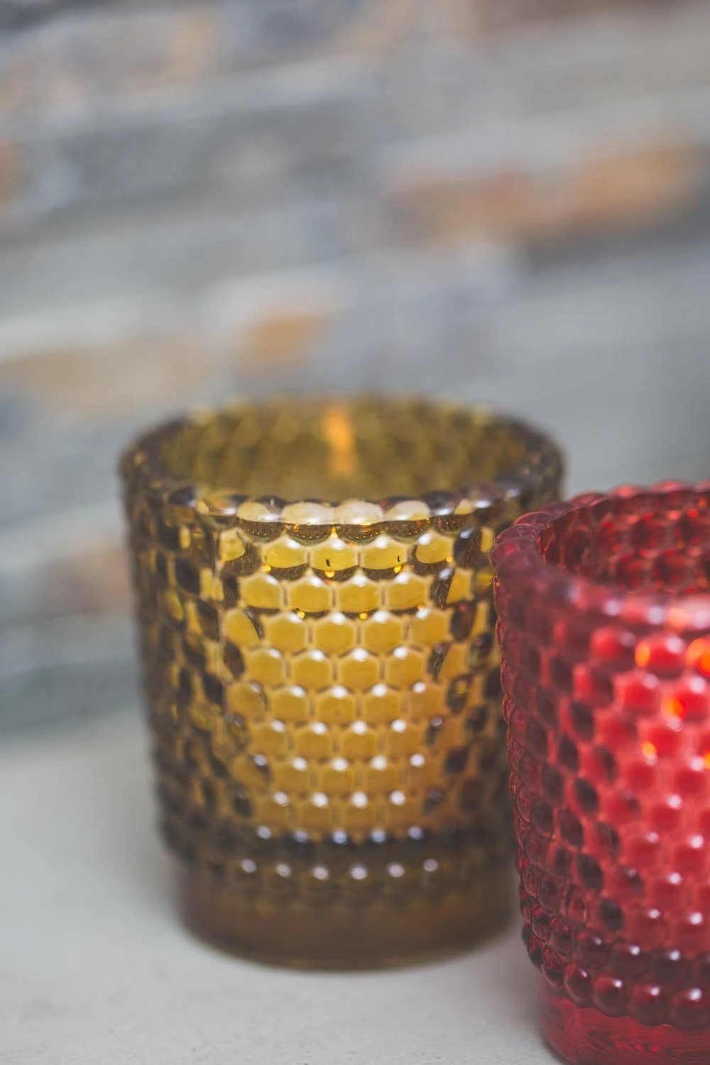 Richland Votive Holder Hobnail Amber Set Of 12 4 Richland Votive Holder Hobnail Amber Set Of 12 - Image 2
