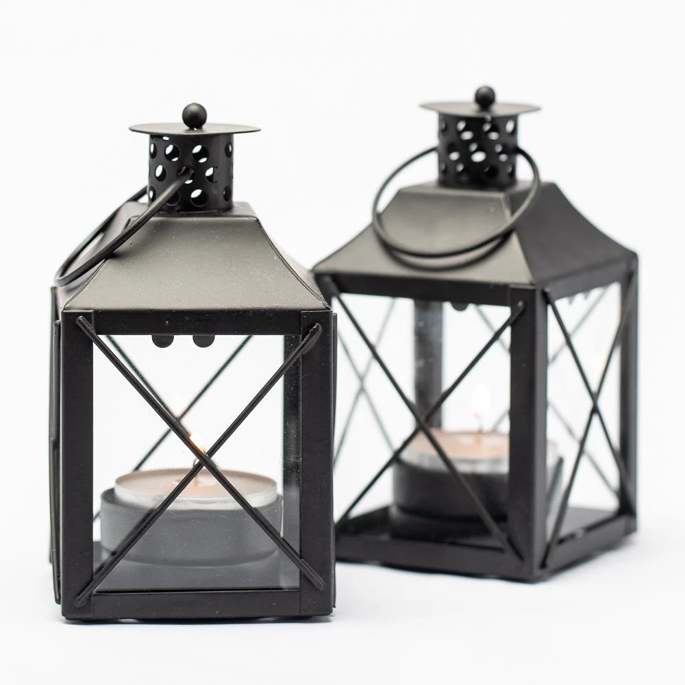 Richland Mini Tealight Lanterns Black Metal Set Of 25 3 Richland Mini Tealight Lanterns Black Metal Set Of 25