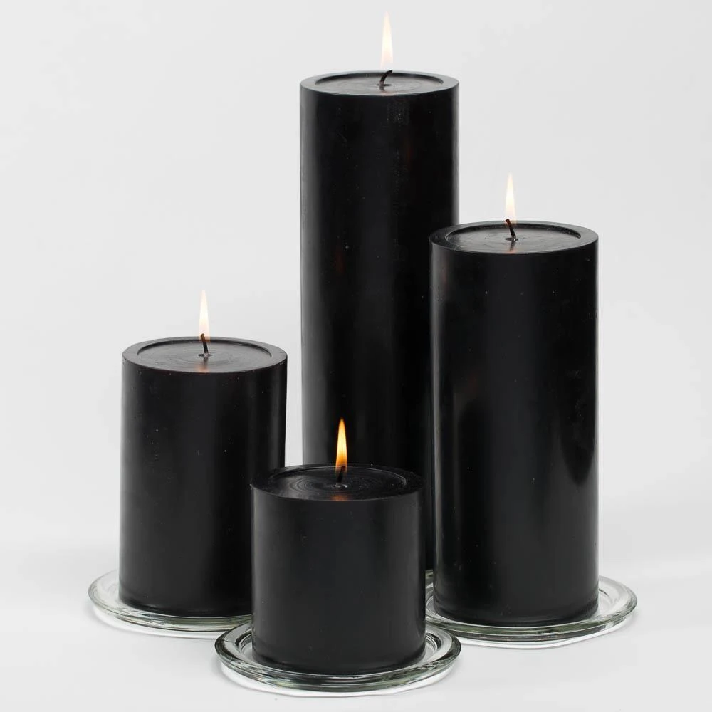 Richland 4" X 4" Black Pillar Candles Set Of 6 4 Richland 4" X 4" Black Pillar Candles Set Of 6 - Image 2