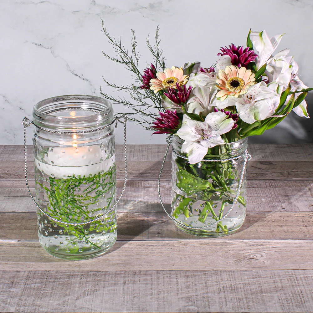 Eastland 5.1" Hanging Dotted Glass Jar With Handle Set Of 6 4 Eastland 5.1" Hanging Dotted Glass Jar With Handle Set Of 6 - Image 2