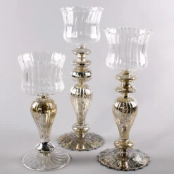 Richland Mercury Pillar Candle Holder With Clear Glass Set Of 3