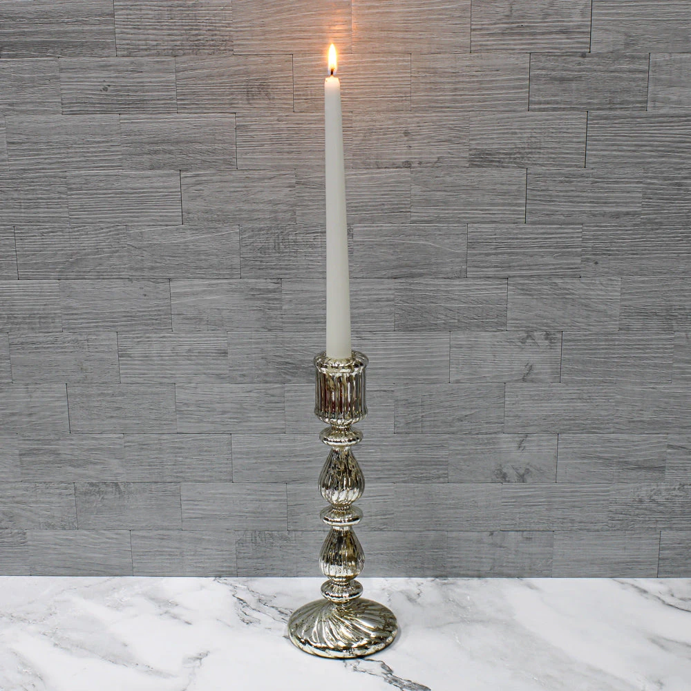 Richland Ribbed Unique Mercury Glass Taper Candle Holder Set Of 3 8 Richland Ribbed Unique Mercury Glass Taper Candle Holder Set Of 3 - Image 6