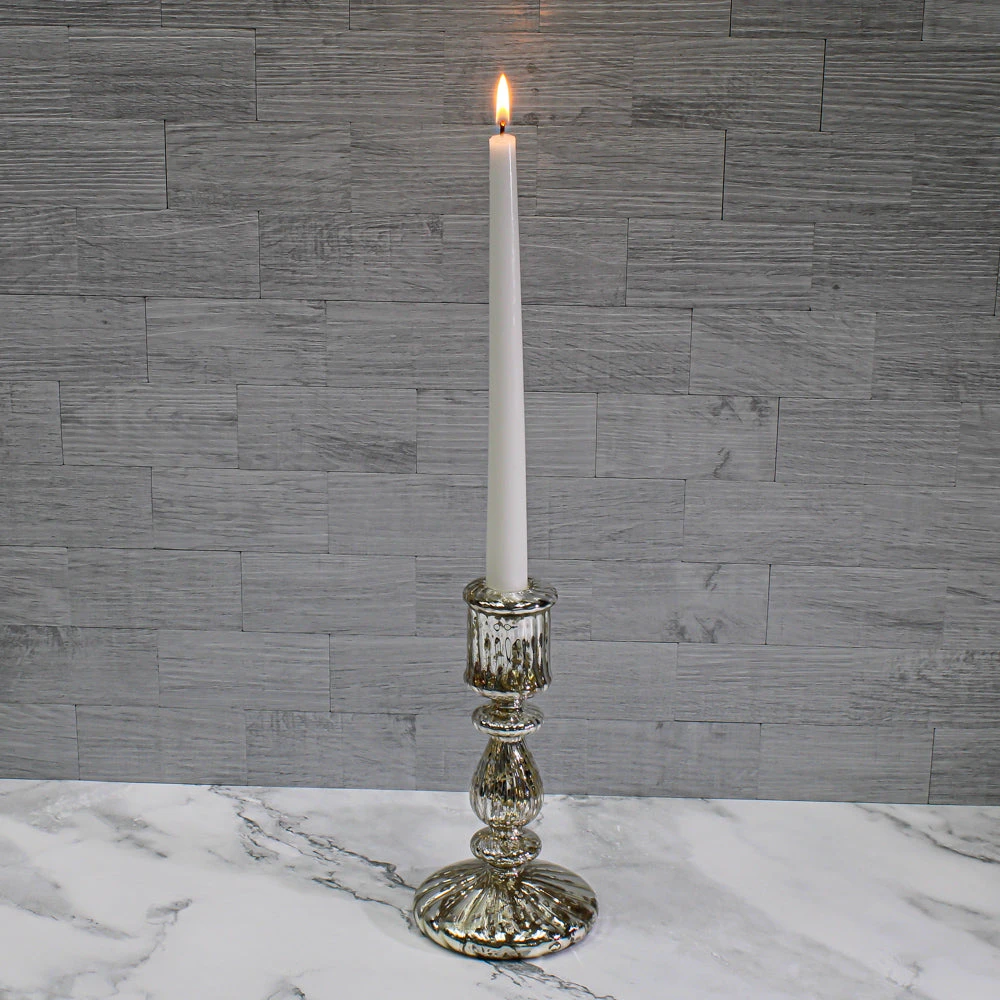 Richland Ribbed Unique Mercury Glass Taper Candle Holder Set Of 3 6 Richland Ribbed Unique Mercury Glass Taper Candle Holder Set Of 3 - Image 4