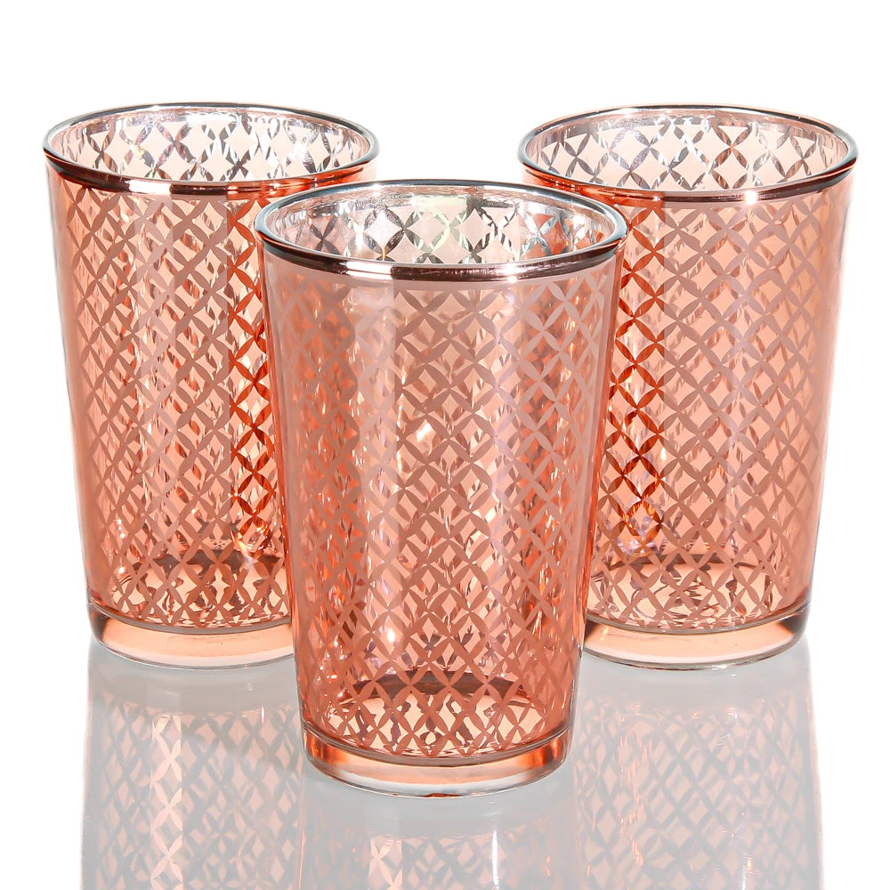 Richland Rose Gold Lattice Glass Holder - Large Set Of 48 3 Richland Rose Gold Lattice Glass Holder - Large Set Of 48