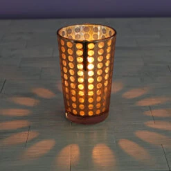 Richland Rose Gold Dotted Glass Holder - Large Set Of 48 5 Richland Rose Gold Dotted Glass Holder - Large Set Of 48 -Candle Decorations 9923 8787