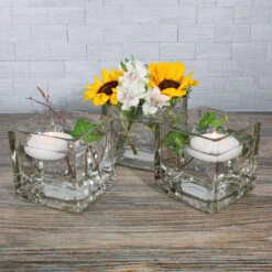 Richland Square Glass Cube Vase 5" Set Of 12 -Candle Decorations FloatingCandle 4749 c4204185 86ff 42eb 8fd9 c1ce78f879e2