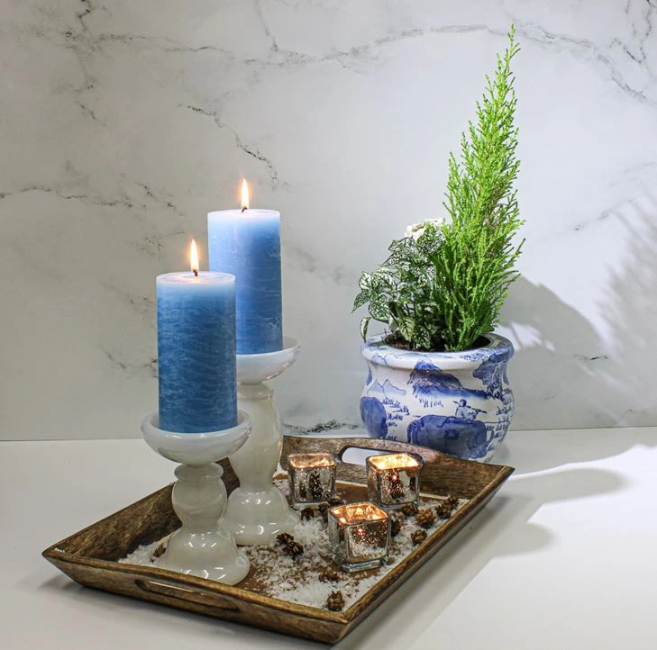 Richland Rustic Pillar Candle 3"x 6" Light Blue Set Of 24 4 Richland Rustic Pillar Candle 3"x 6" Light Blue Set Of 24 - Image 2