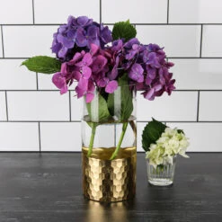 Gold Honeycomb Cylinder Vase 4"x8" -Candle Decorations IMG 6529 2