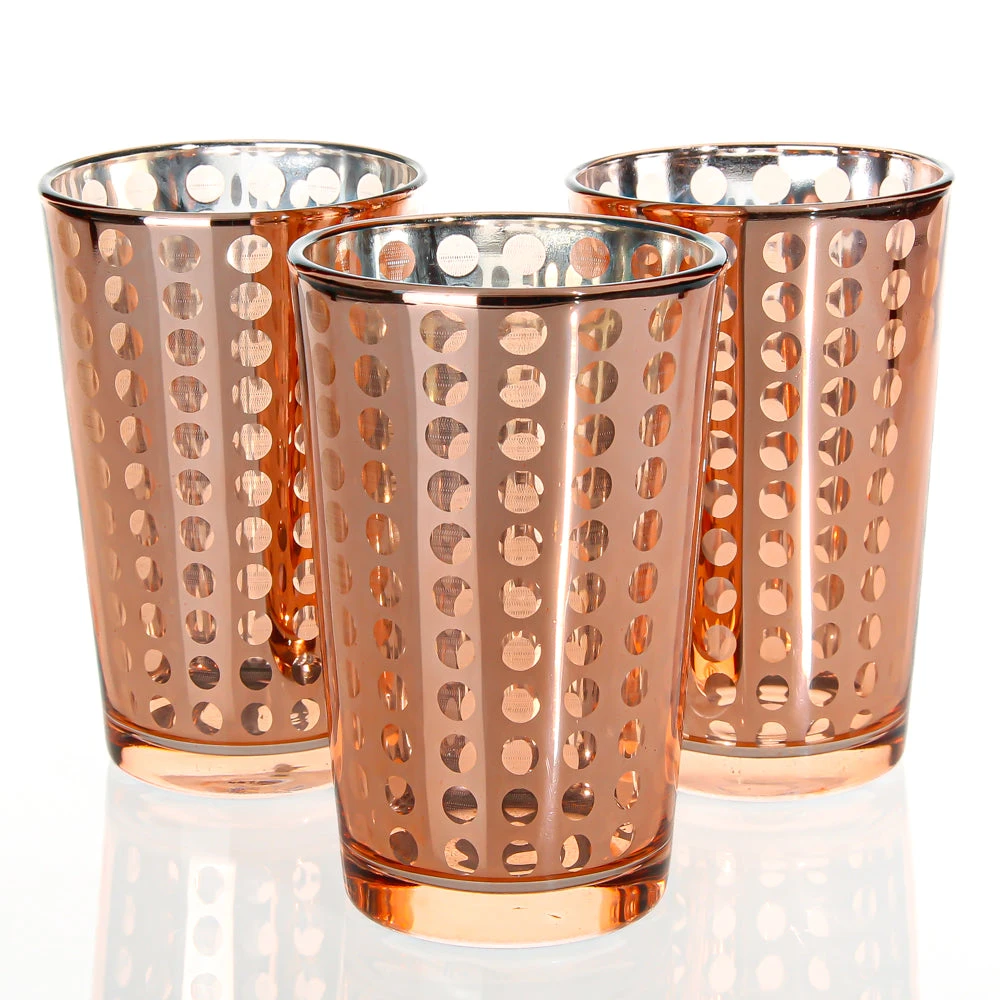 Richland Rose Gold Dotted Glass Holder - Large Set Of 48 3 Richland Rose Gold Dotted Glass Holder - Large Set Of 48