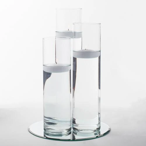 Eastland 12" Mirror And Tall Cylinder Vase Centerpiece With Richland Floating Candles Set Of 7 5 Eastland 12" Mirror And Tall Cylinder Vase Centerpiece With Richland Floating Candles Set Of 7 - Image 3