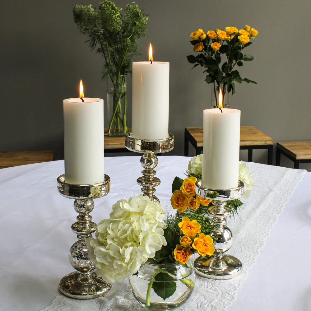 Richland Pillar Holder Unique Mercury Bubble - 8.5" - Set Of 6 4 Richland Pillar Holder Unique Mercury Bubble - 8.5" - Set Of 6 - Image 2