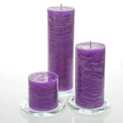 Richland Rustic Pillar Candle 3" X "3, 3" X 6" & 3"x 9" Lavender Set Of 3