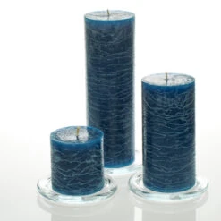Richland Rustic Pillar Candle 3" X "3, 3" X 6" & 3"x 9" Navy Blue Set Of 36