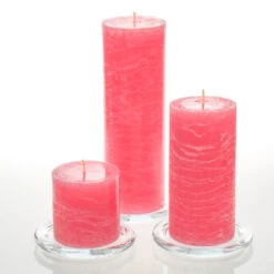 Richland Rustic Pillar Candle 3" X "3, 3" X 6" & 3"x 9" Pink Set Of 36