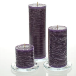 Richland Rustic Pillar Candle 3" X "3, 3" X 6" & 3"x 9" Purple Set Of 36