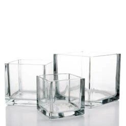 Richland Square Glass Cube Vase Set Of 3 (4"/5"/6")