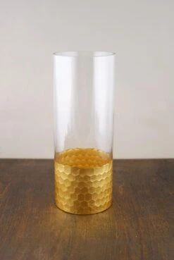 Gold Honeycomb Cylinder Vase 4"x10"