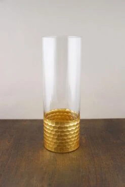 Gold Honeycomb Cylinder Vase 4"x12"
