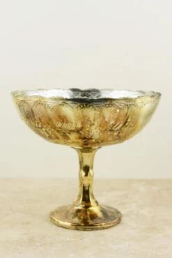 Desiray Glass Compote 7" X 8" Gold