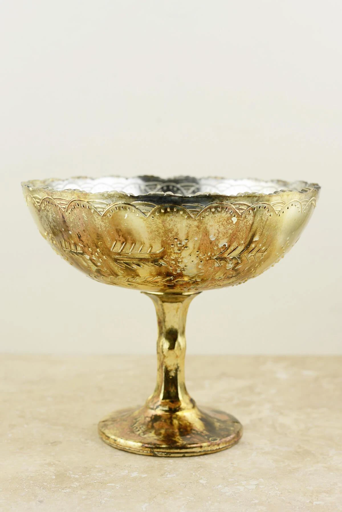 Desiray Glass Compote 7" X 8" Gold 3 Desiray Glass Compote 7" X 8" Gold
