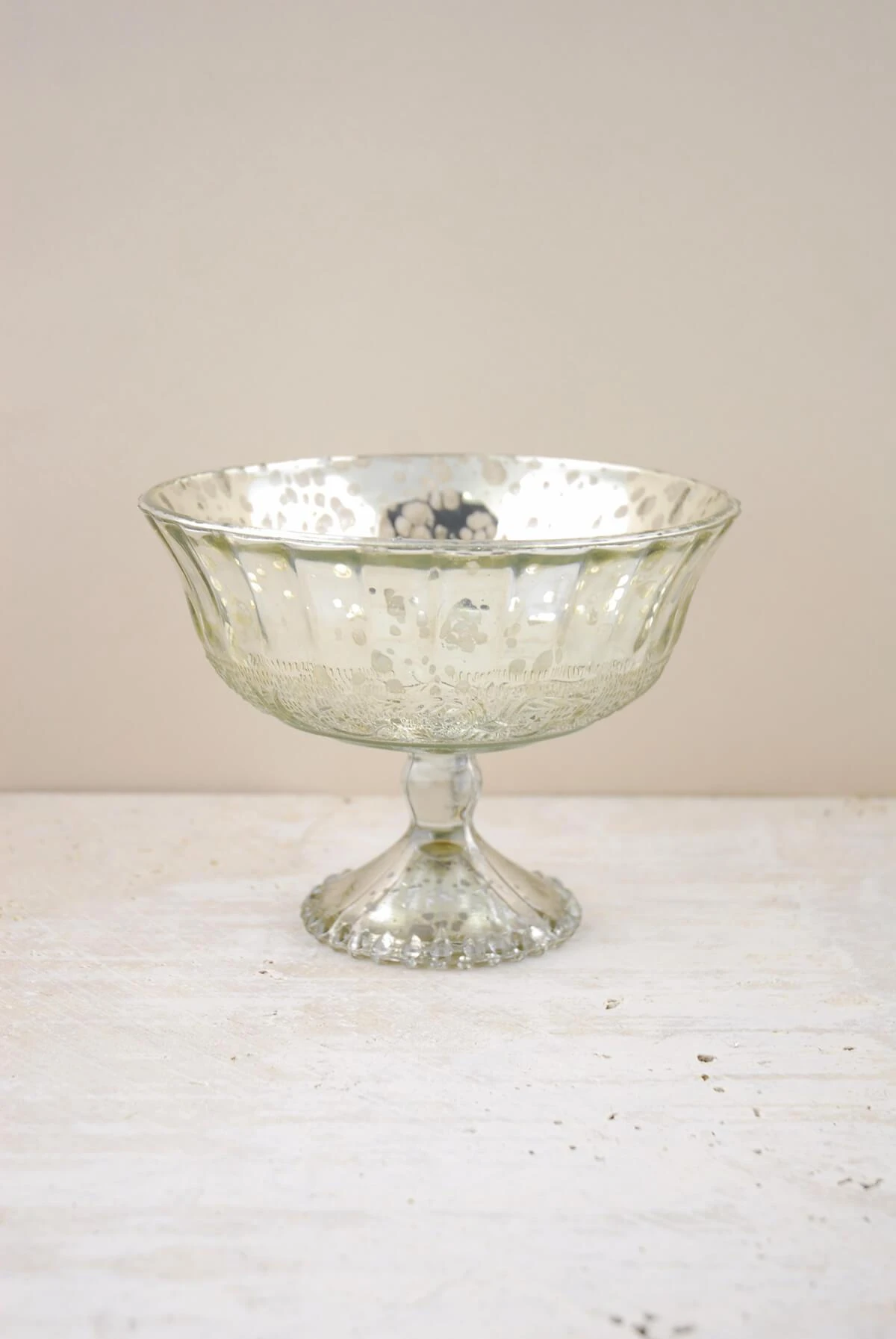 Silver Mercury Glass Compote 7" X 5.25" 4 Silver Mercury Glass Compote 7" X 5.25" - Image 2
