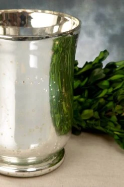 Silver Mercury Glass Hurricane Vase & Candle Holder 6" 7 Silver Mercury Glass Hurricane Vase & Candle Holder 6" -Candle Decorations mercury glass hurricane vase 6 2