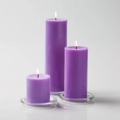 Richland Pillar Candles 3"x3", 3"x6" & 3"x9" Lavender Set Of 12
