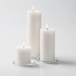 Richland Pillar Candles 3"x3", 3"x6" & 3"x9" White Set Of 3