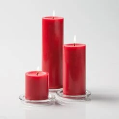 Richland Pillar Candles 3"x3", 3"x6" & 3"x9" Red Set Of 3