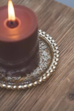 Richland Gold Beaded Mercury Pillar Plates Set Of 48 -Candle Decorations mg 5496 1