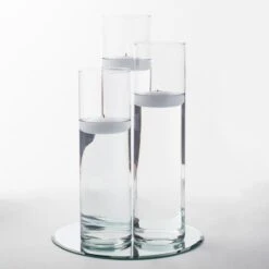 Eastland 12" Mirror And Tall Cylinder Vase Centerpiece With Richland Floating Candles Set Of 84