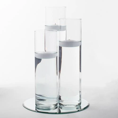 Eastland 12" Mirror And Tall Cylinder Vase Centerpiece With Richland Floating Candles Set Of 84 3 Eastland 12" Mirror And Tall Cylinder Vase Centerpiece With Richland Floating Candles Set Of 84