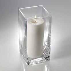 Richland Pillar Candle 6" & Eastland Square Holder 8" Set Of 12