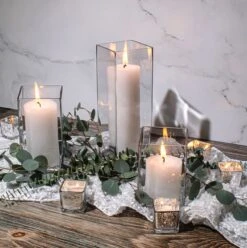 Eastland Square Vases 6", 8" & 12" Set Of 18 10 Eastland Square Vases 6", 8" & 12" Set Of 18 -Candle Decorations squarevases