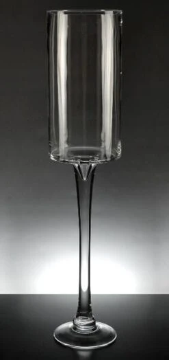 Cylinder Pedestal Vase Thick Glass 24 Inch
