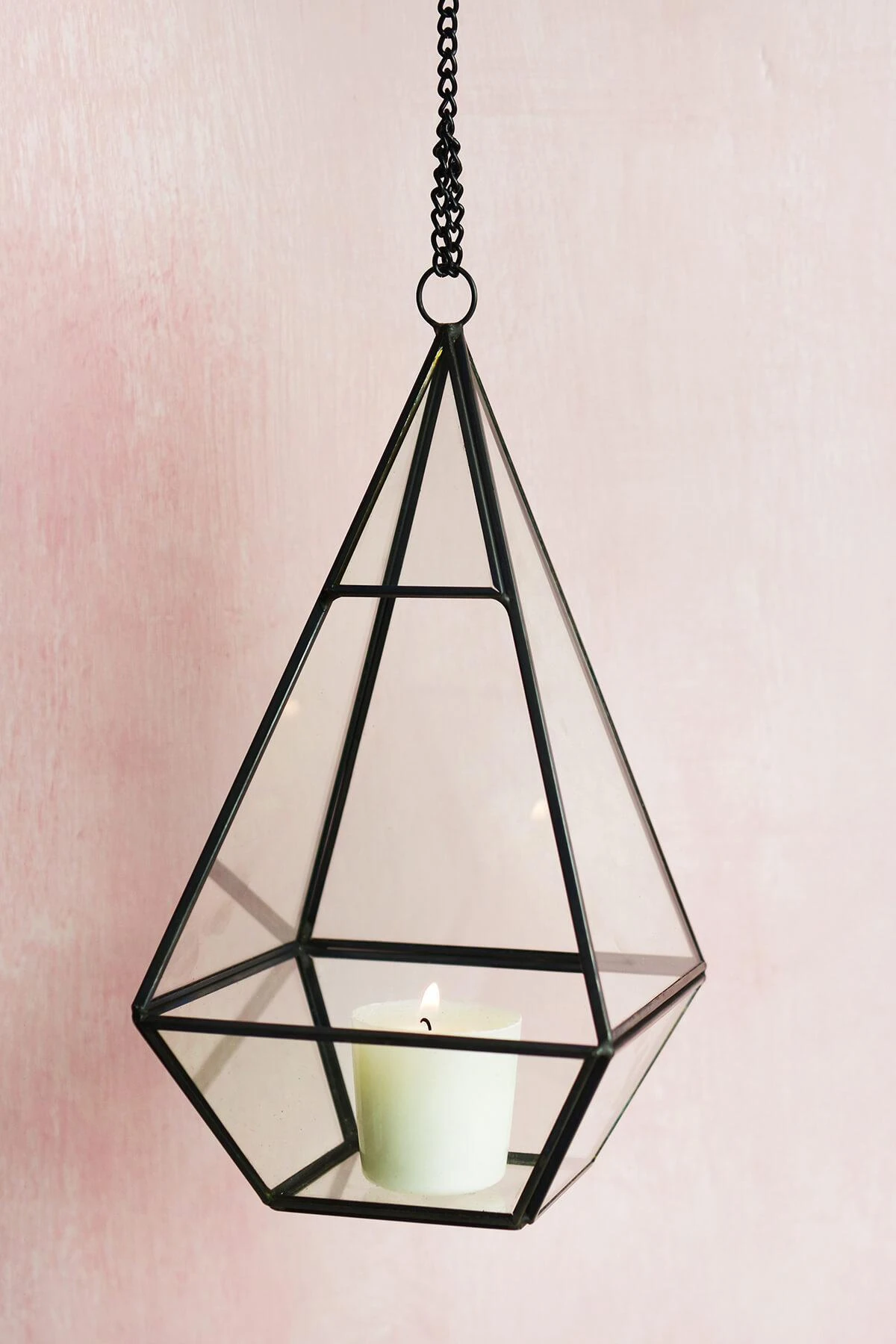 Hanging 9" Hexagonal Based Glass & Metal Terrarium 4 Hanging 9" Hexagonal Based Glass & Metal Terrarium - Image 2