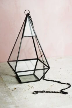 Hanging 9" Hexagonal Based Glass & Metal Terrarium