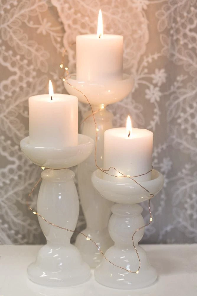 Richland White Glass Pillar Candle Holder Set Of 3 4 Richland White Glass Pillar Candle Holder Set Of 3 - Image 2